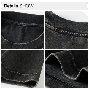 بيع بالجملة عالية الجودة قطن فارغ Gsm حجم كبير للرجال مخصص غسلها خمر تي شيرت - Product Image 4