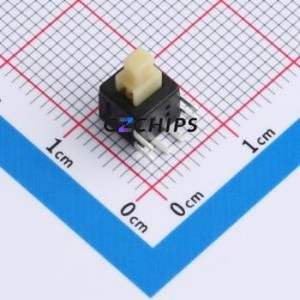 XKB5858-Z-E Push Button Switch Through hole Component (THT) Switch Self-Locking Square Button Right Angle Insert 100mA - Product Image 1