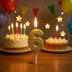 Candela Numero 6 Scintillante con Design Dorato per Feste, Decorazione Torta 6Cm - Product Image 6