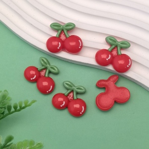 Breloques en résine DIY, cerises fruitées, pour nail art, création de bijoux, projets de décoration de coques de téléphone, fournitures pour slime - Product Image 2