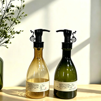 Bouteille pompe en plastique PET 500 ml, vide, style rétro, conteneur cosmétique, logo personnalisé, couleur au choix pour emballage de shampoing et gel douche