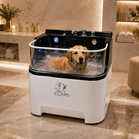 Baignoire de toilettage pour chien en acrylique avec fenêtre en verre et nano-bulles, baignoire SPA pour animaux de compagnie à hydrothérapie et ozone pour station en libre-service