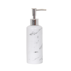 Dispensador de Jabón de Cerámica Blanco de 22 cm de Largo con Bomba Cromada para Baño - Product Image 3