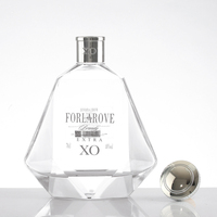 Bouteilles à spiritueux en verre cristal taillé à facettes de haute qualité avec base épaisse pour whisky, brandy, rhum, vodka, tequila, personnalisables 700ml 750ml