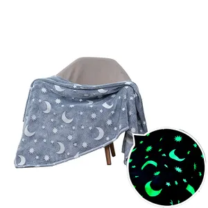 Explosive New Products Double Flannel Fleece Glow In The Dark Printing Custom Throw Blanket