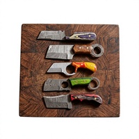 Couteau de chasse et de survie à lame fixe mini, forgé à la main en acier Damas de haute qualité, pointe tombante, manche en résine OEM