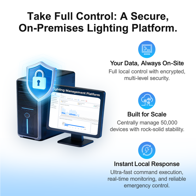 On Premises Smart Lighting Platform on Site Data Multi Layer Security Centralized Management for 50000 Devices