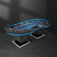 Mesa de Póker Texas Hold'em Estándar para 10 Jugadores con Luces Decorativas LED, Muebles Personalizados de Alta Calidad para Salas de Juego Interiores