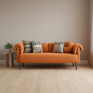 Modern Lamb Wool Sofa 68.5 In Three Seat With Decorative Throw <b>Pillows</b> For Living Room - Product Image 2