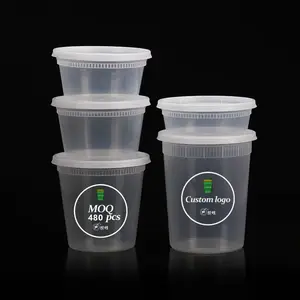 8/12/16/24/32oz contenitore per alimenti rotondo zuppa calda Deli Cup bicchieri da minestra in plastica PP con coperchio