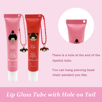 Tube de baume à lèvres personnalisé avec logo, emballage créatif pour cosmétiques, tube de gloss à lèvres vide en plastique avec trou, idéal pour porte-clés