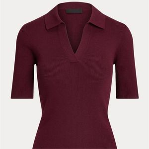 Maglieria da donna di base di colore rosso vino confortevole con scollo a v e maniche a un quarto - Product Image 4