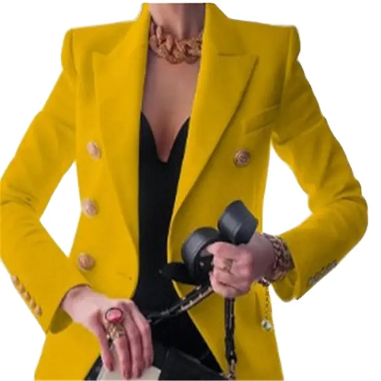 Newファッションオフィスの女性のスーツブレザー無地長袖ジャケット女性スリムフィットコートカジュアルQA063トップス