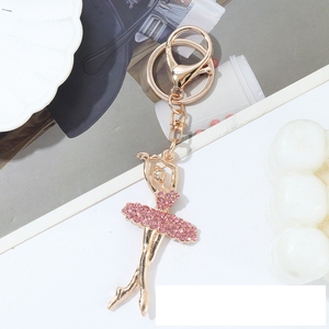 Porte-clés créatif en alliage 3D, cristal, ballet, cadeau mignon, porte-clés plaqué or, danseuses ballerines, porte-clés en métal pas cher, souvenirs - Product Image 3