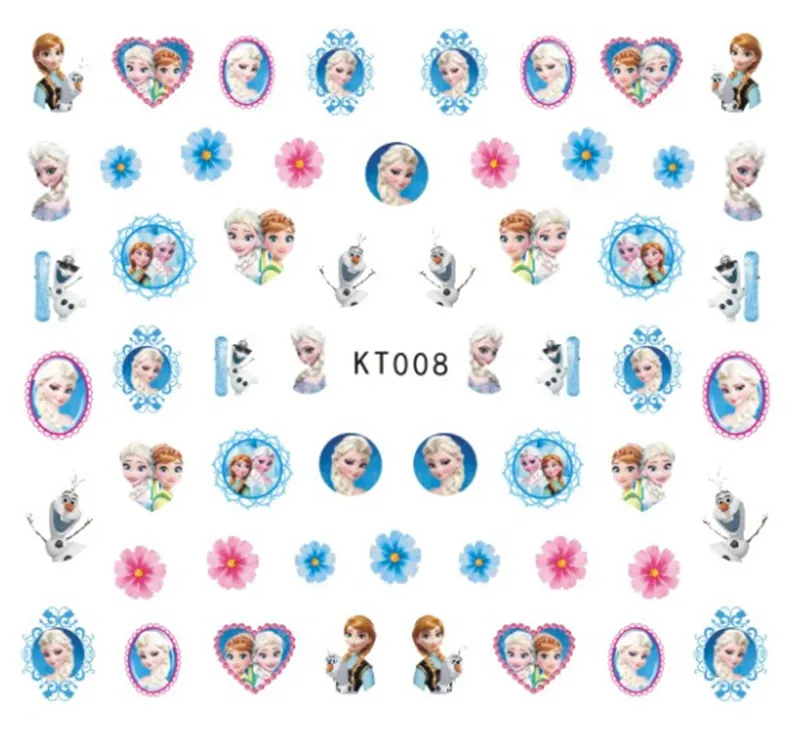 KT001-020 3D Children Cartoon Nail Art Stickers Princess Nail Wraps Decorations