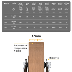 WeiHang Castors 3 Zoll Starre Rollen Tee wagen Hoch temperatur Backofen Rack Lenkräder - Product Image 4