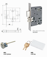 Serrure de porte carrée en acier inoxydable, haute sécurité, durable, langue carrée externe, style européen, serrure cylindre de porte, 1 pièce