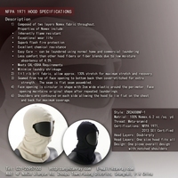 Couvre-tête, cou et visage ignifuge pour la lutte contre les incendies, isolation thermique, tissu tricoté 100% aramide, bordure élastique.