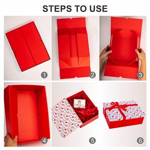 Boîte cadeau de luxe épaisse en forme de cœur rouge vide avec couvercle, 25x18x9cm, pour cadeaux, anniversaire, mariage, Saint-Valentin - Product Image 2