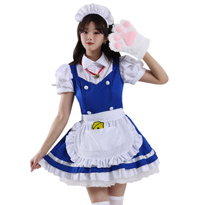 Yi Xiaoyi Vestido de Anime Lolita para Mujer, Disfraz de Sirvienta con Delantal Azul y Campanas, Conjunto de Falda y Tocado para Adultos - Product Image 3