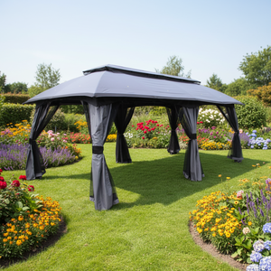 Gazebo <span class=keywords><strong>para</strong></span> <span class=keywords><strong>Patio</strong></span> Exterior <span class=keywords><strong>de</strong></span> 10x12 pies, Carpa <span class=keywords><strong>de</strong></span> Jardín <span class=keywords><strong>de</strong></span> 3x6 m con <span class=keywords><strong>Techo</strong></span> Arqueado, Gazebo con Mosquitera y Paredes Laterales <span class=keywords><strong>de</strong></span> <span class=keywords><strong>Lona</strong></span> - Product Image 5