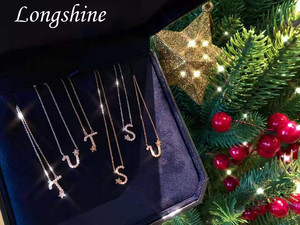 เครื่องประดับคริสต์มาสที่กำหนดเองสร้อยคอตัวอักษรดาวรูป18พันสร้อยคอทอง - Product Image 3