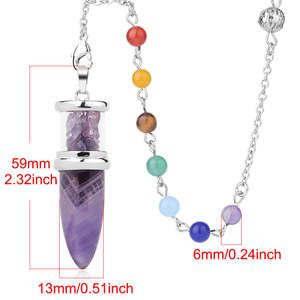 저렴한 천연 블랙 흑요석 석영 총알 모양의 칩 돌 소원 병 크리스탈 펜던트 보석 진자 도매 PD053 - Product Image 5