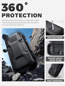 Étui de transport pour <span class=keywords><strong>Nintendo</strong></span> <span class=keywords><strong>Switch</strong></span> 2 modèle 2025, coque rigide protectrice inodore avec rembourrage de protection d'écran, jeu et poches - Product Image 3
