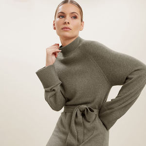 Maglione lavorato a maglia in lana di nuova moda vestito maglione lavorato a maglia Casual a mezza manica lunga da donna - Product Image 2