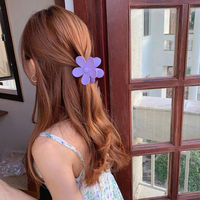 Jepit Rambut Gaya Modern Besar Warna Polos Cantik Matte Daisy untuk Bagian Belakang Kepala Aksesori Rambut Plastik untuk Anak Perempuan