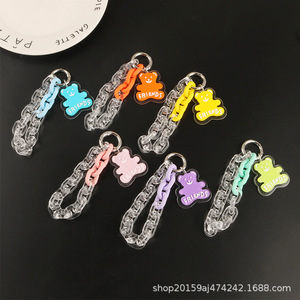 Nouveau Hing porte-clés pendentif coloré acrylique anneau ouvert chaîne mignon ours étiquette accessoires sac décoration - Product Image 1
