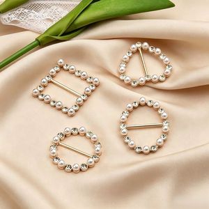 Broches de Perlas y Diamantes de Imitación en Tono Dorado, Forma Ovalada y Cuadrada, Accesorios de Joyería Formal para Bufanda, Hiyab, Chal - Product Image 1
