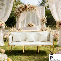 Canapé de mariage au design moderne, chaise trône de haute qualité en acier inoxydable doré pour les mariés, pour événements et banquets, utilisable par un seul couple