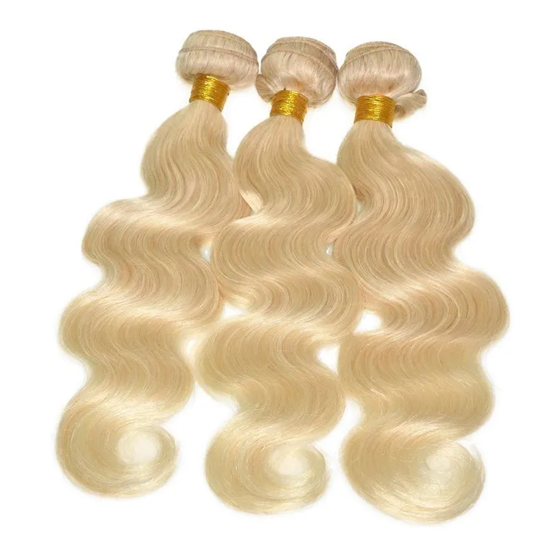 Extensiones de cabello humano 613 Rubio, pelo malayo virgen de Tailandia, con cutícula de visón, Remy, nueva trama con extremos completos, muestra gratis