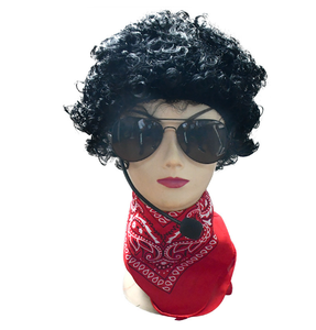 Peluca negra rizada Punk Rocker Disco para adultos 70s Accesorio de <span class=keywords><strong>disfraz</strong></span> de <span class=keywords><strong>Halloween</strong></span> para vestido de fantasía de Pascua - Product Image 2