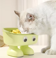 Neuer Roboter-Fressnapf mit Großen Augen, 300ML Plastik-Katzenfutternapf, Auslaufsicherer Hundewassernapf, Maßgefertigter Erhöhter Hundenapf für Hunde und Katzen