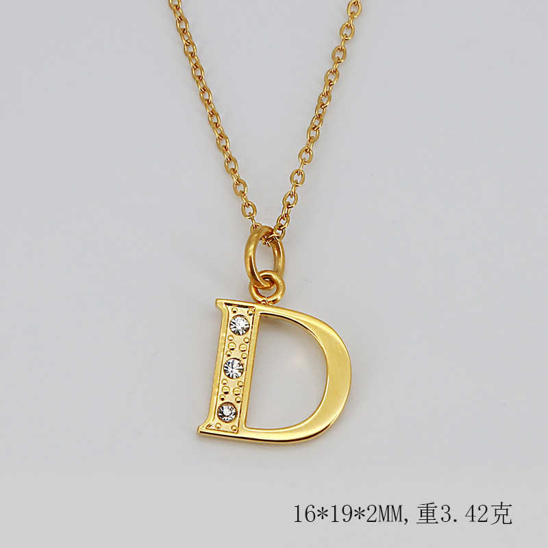 (ทอง) ตัวอักษร D (รวมสร้อยคอ)