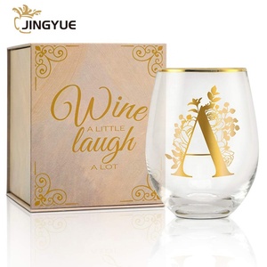 Copas de vino sin tallo con monograma únicas al por mayor copas de vidrio transparentes con borde dorado personalizadas <span class=keywords><strong>para</strong></span> fiesta de <span class=keywords><strong>cumpleaños</strong></span> - Product Image 1