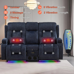 Canapé inclinable électrique avec chaleur et massage, canapé inclinable double 2 places avec ports USB et porte-gobelets - Product Image 5