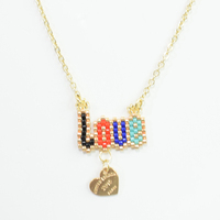 Bracelet chaîne personnalisé avec lettre anglaise, fait main, perles Miyuki tissées, pendentif lettre bordé d'or