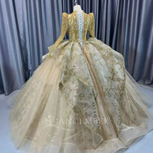 Lscm83 <b>Wedding</b> Dress Champagne Quinceanera Dresses Gold Beaded Sweetheart Princess Luxury Ball Gowns Jancember - Product Image 4
