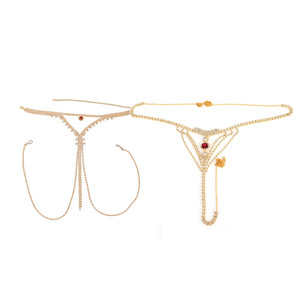 Thời trang <span class=keywords><strong>Ruby</strong></span> bikini sexy Rhinestone hộp đêm khiêu dâm thiết lập cơ thể chuỗi Đồ trang sức nữ lấp lánh tinh thể kim cương bụng eo chuỗi - Product Image 1