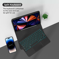 Casing penutup Keyboard pintar lampu latar 7 warna-warni dengan Touchpad untuk Samsung Galaxy tab S6 Lite 10.4 inci 2024 2022 2020