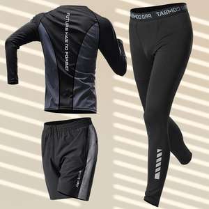 Explosiver Laufsportanzug Unisex Herbst Schnelltrocknende Strumpfhose Hochelastische Kompressions-Leggings Langarm Fitness 2-in-1 Design - Product Image 6