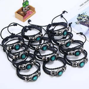 Nueva Pulsera de Cuero Luminosa con los 12 Signos del Zodiaco para Hombre, Pulsera de Moda con Diseño Trenzado y Signo del Horóscopo - Product Image 4
