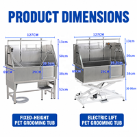 Baignoire de toilettage pour chiens en acier inoxydable, hauteur fixe et élévation électrique, pour le nettoyage et la toilettage des animaux de compagnie