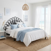 Cadre de lit en fer forgé vintage européen, design de tête et de pied de lit en métal de luxe pour la décoration de chambre