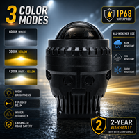 YHKOMS Y3 Lentille de projecteur antibrouillard Bi-LED tricolore 3 pouces IP68, mise à niveau faisceau haut/bas pour l'éclairage automobile