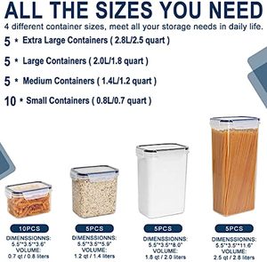 24 PCS BPA Free Plastic air Tight Food Storage Containers for Food Dry Keeper, Bean, <b>Noodles</b>, Cereal, Sugar Container - Product Image 2