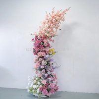 Ensemble de décoration d'arche florale en soie de qualité supérieure - Fond de scène rose pour photographie de mariage, Noël, Nouvel An, salle d'exposition automobile ou événementiel